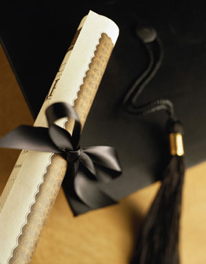 MBA graduation cap and certificate